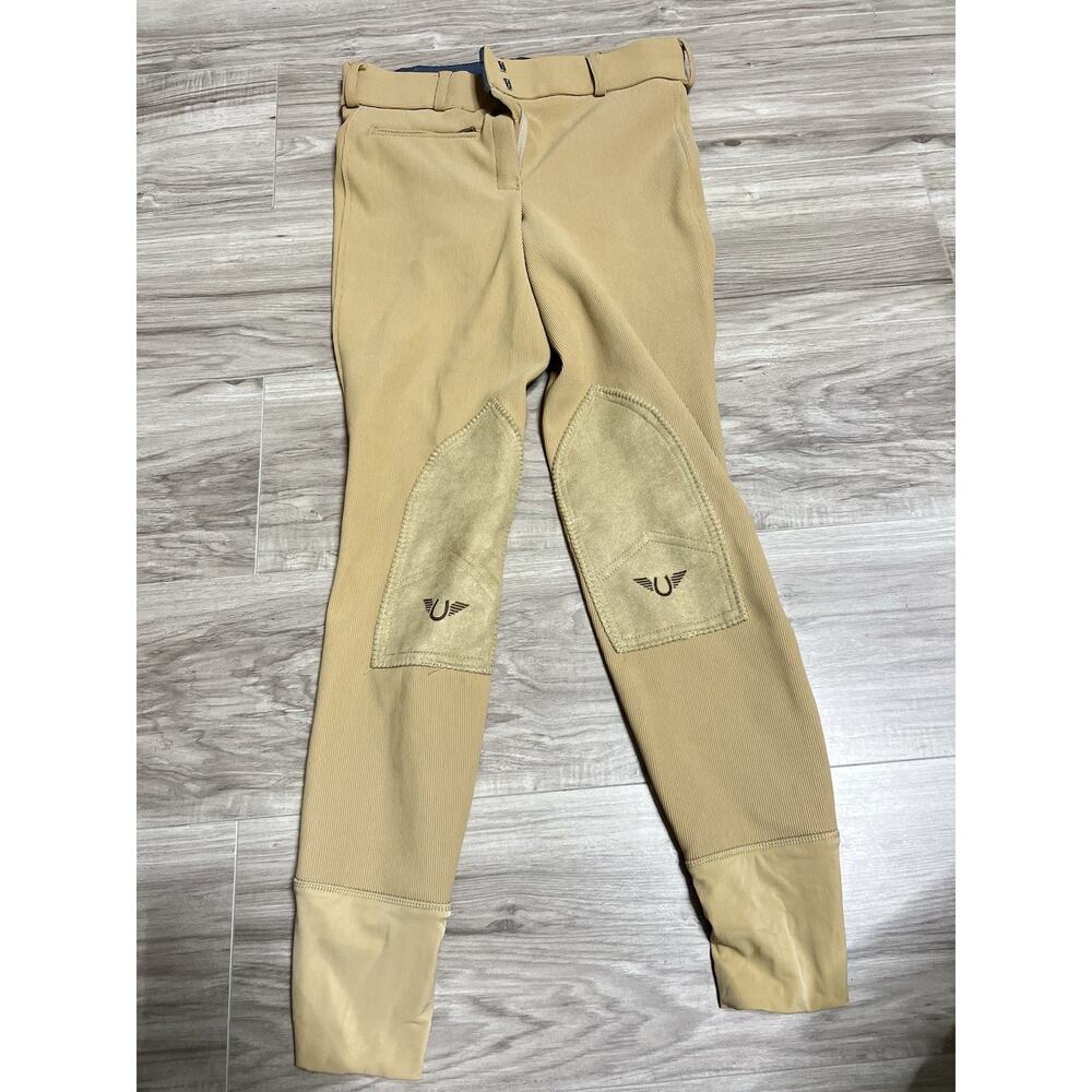 TuffRider Breeches Women’s Cotton Full Seat Stretch Zip Pockets Brown Size 26